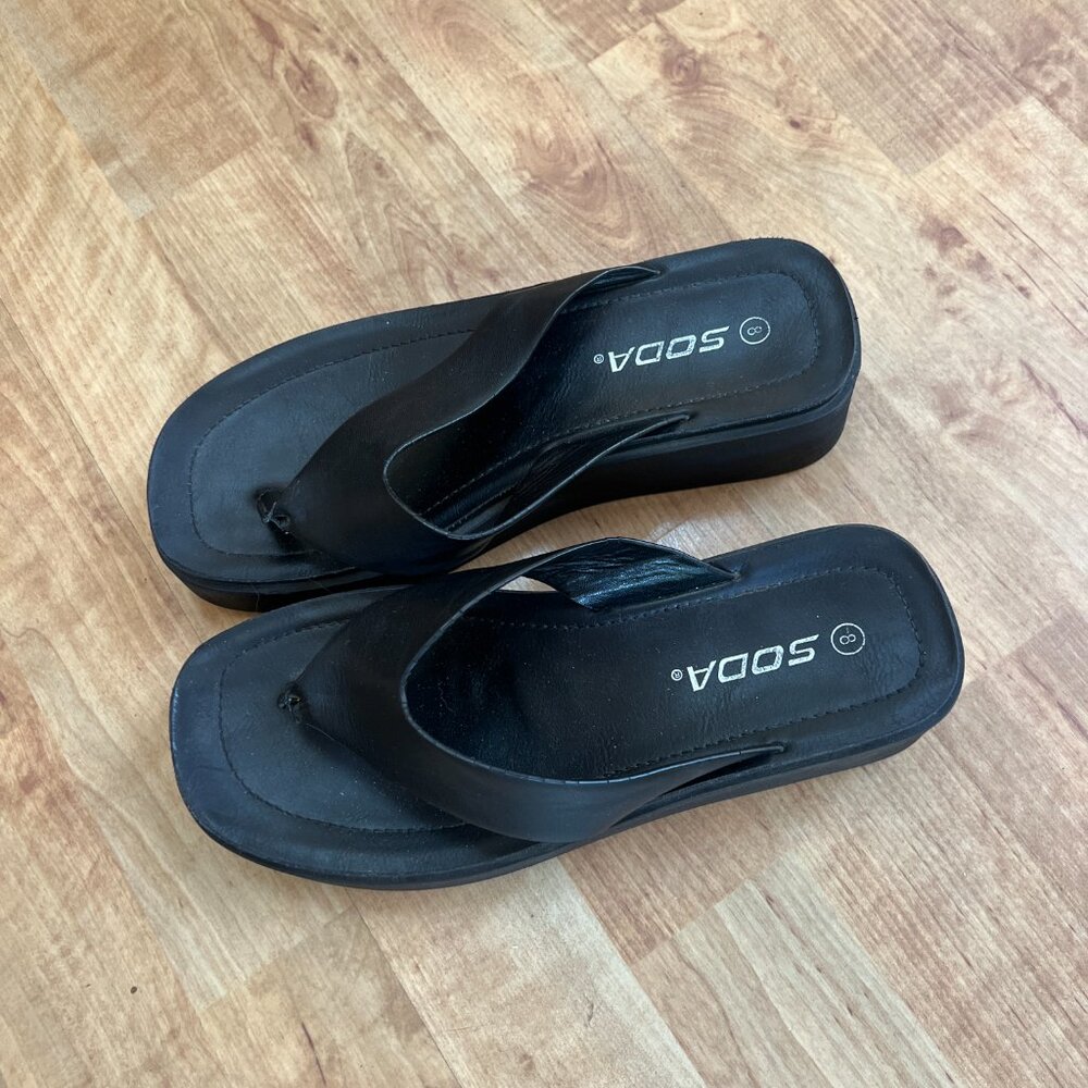 Black Platform Soda Flip Flops